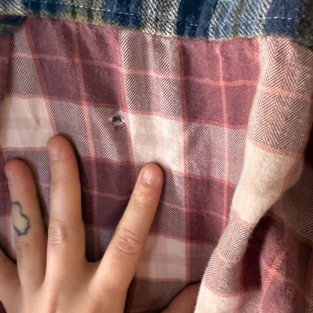 Patchwork Plaid Button-Up Shirt with Contrast Pocket - Picture 3 of 3